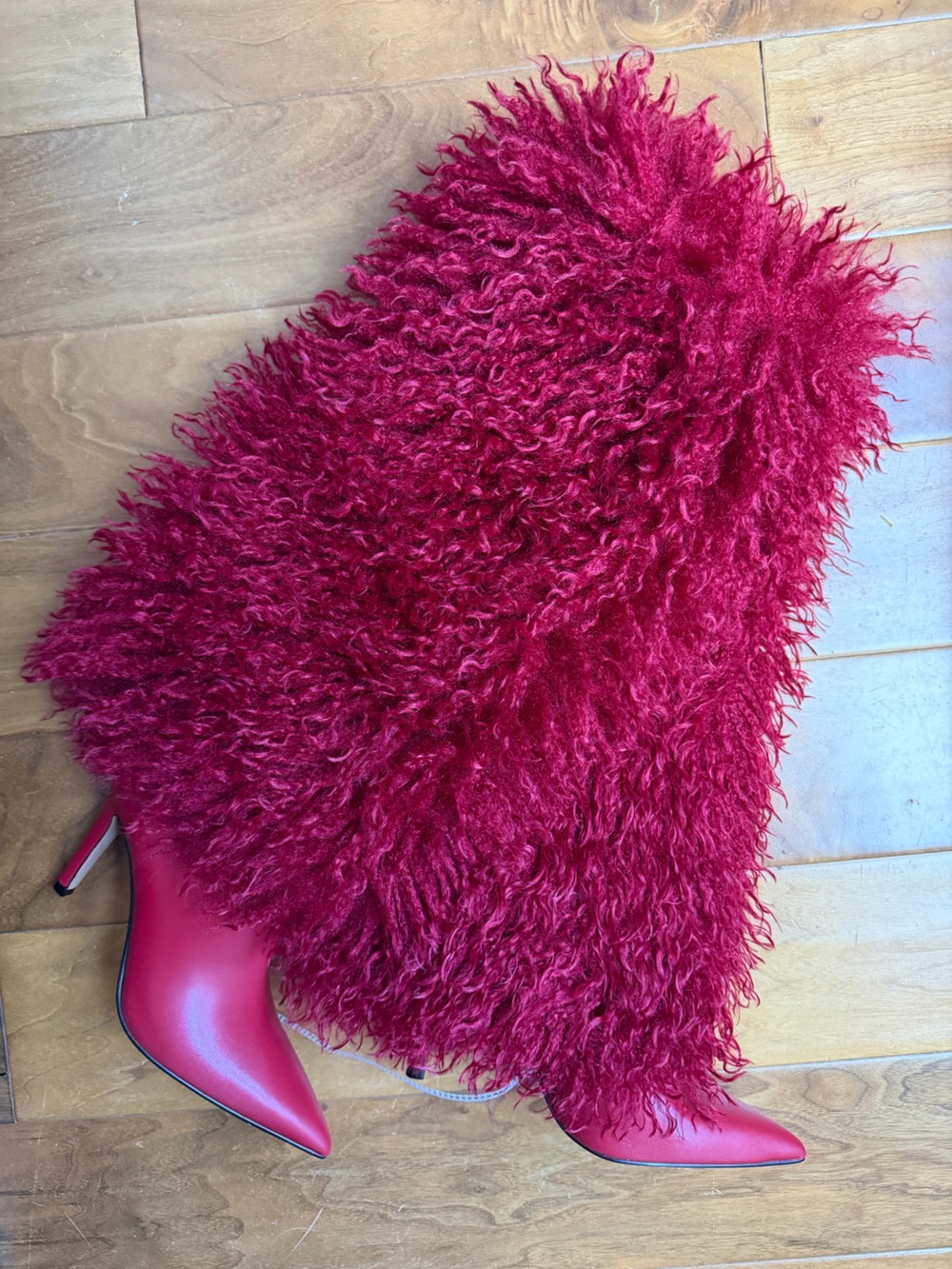 NWT Steve Madden Icon Faux Fur Red Boots Size 7.5 (no original box) - Picture 10 of 10
